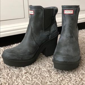 Hunter Rainboots - green with heel US 9